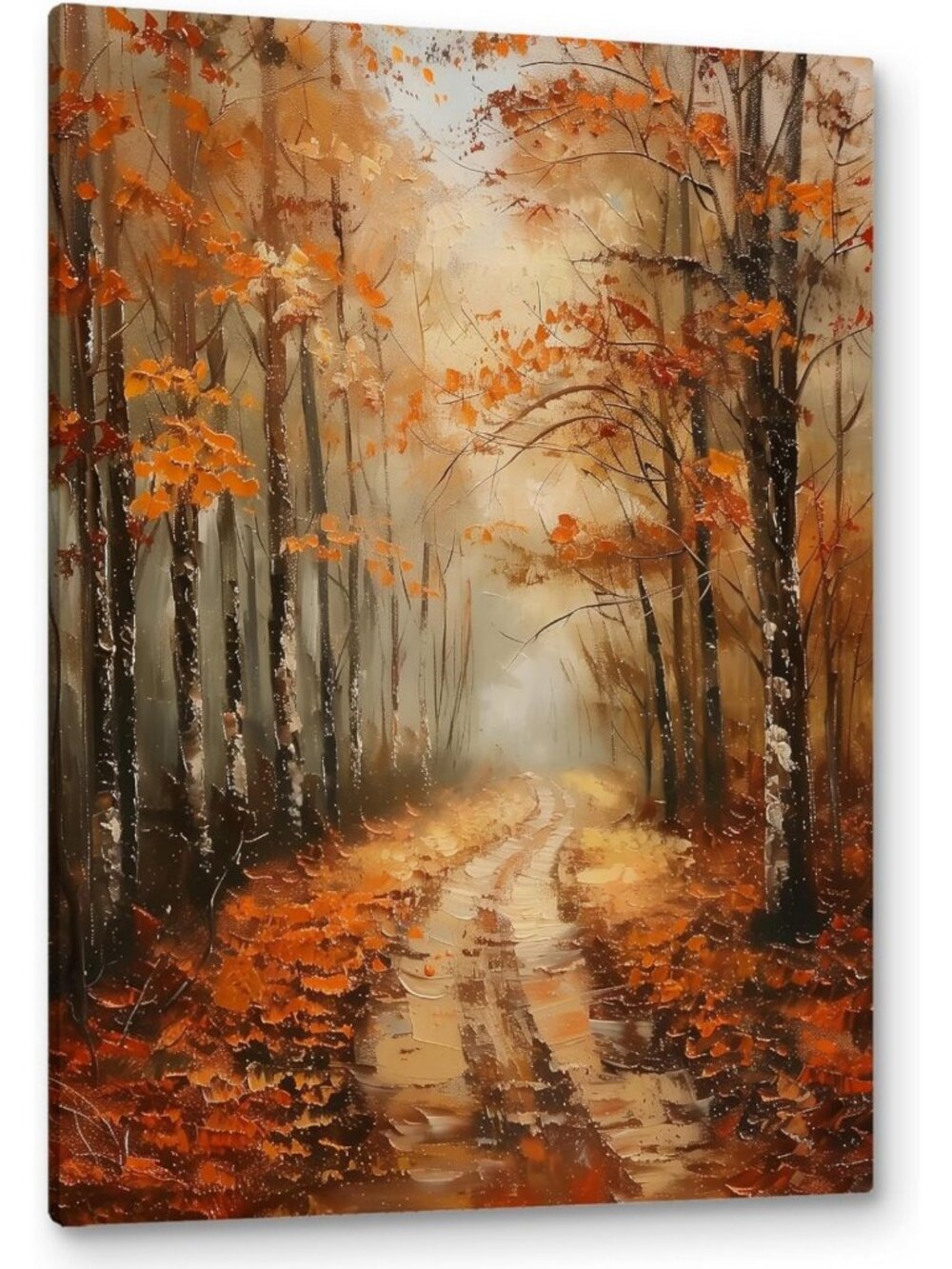 Vintage Fall Landscape Canvas Art - Rustic Autumn Wall Decor for Living Room